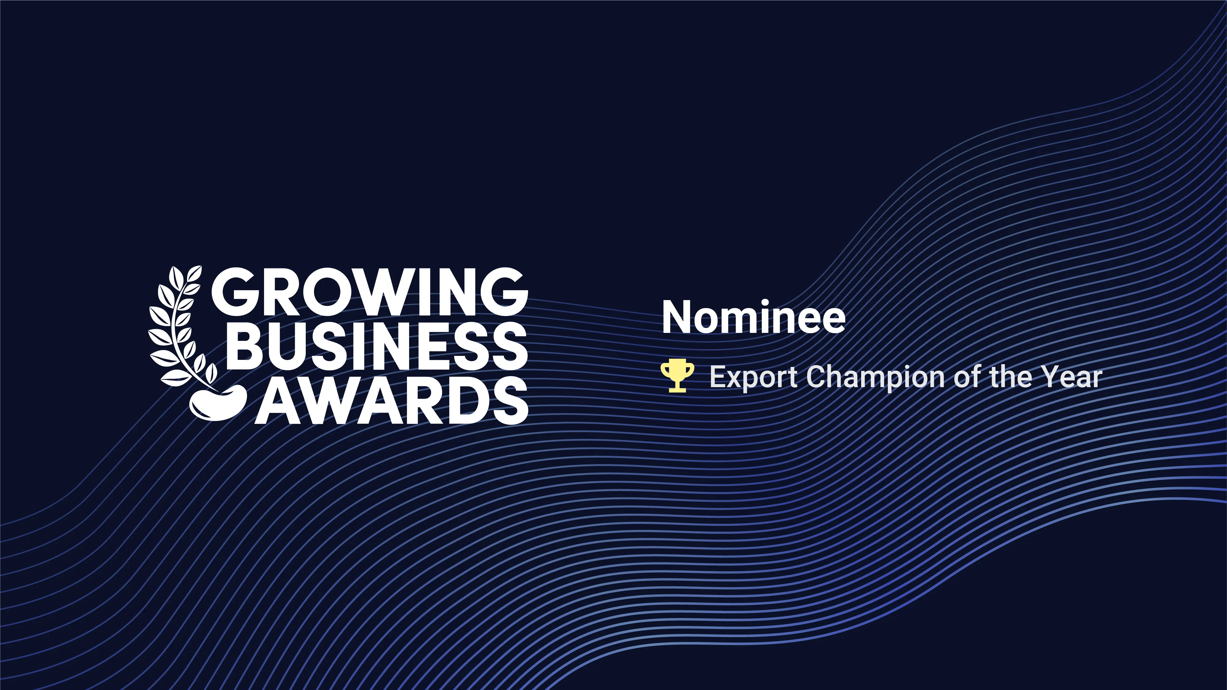 Growing Business Awards logo with nominee trophy