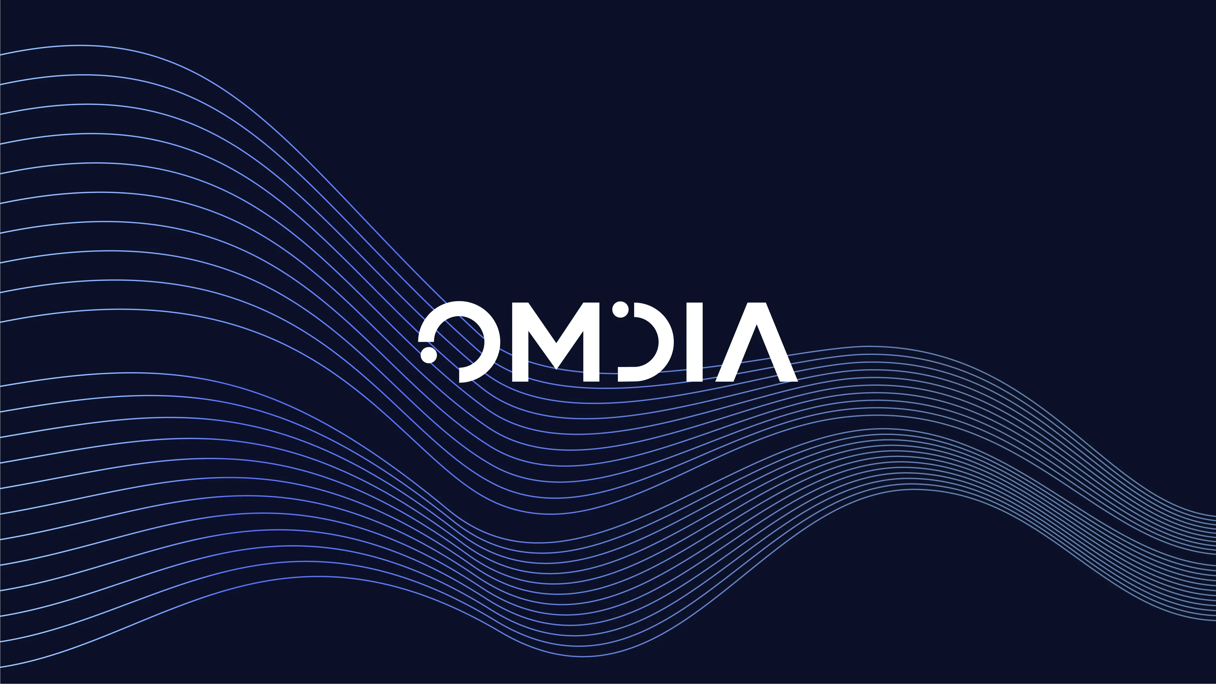 Omdia logo on a dark blue background with wavy shimmering lines