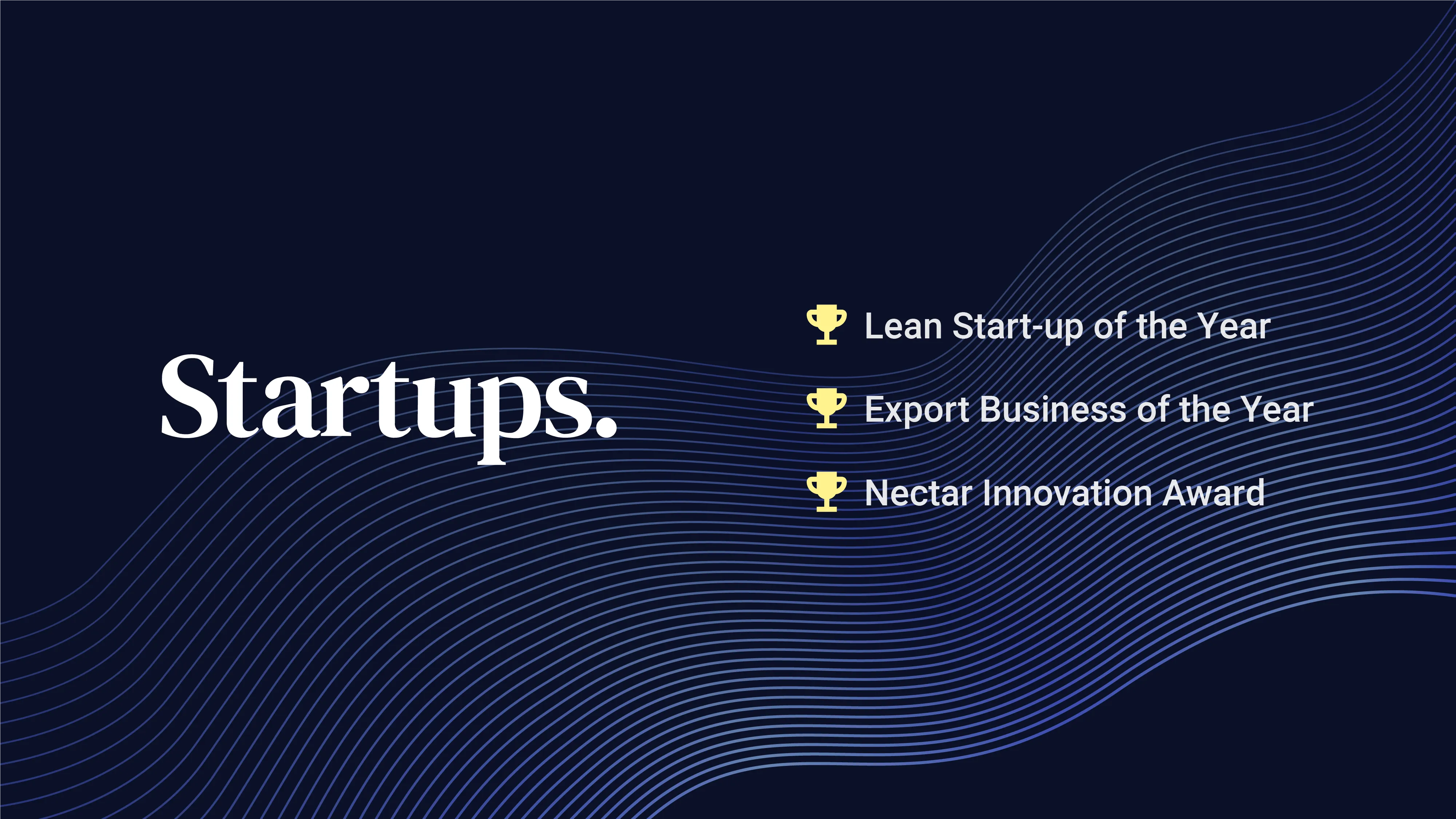 Startups Awards logo and three trophies won by Netduma